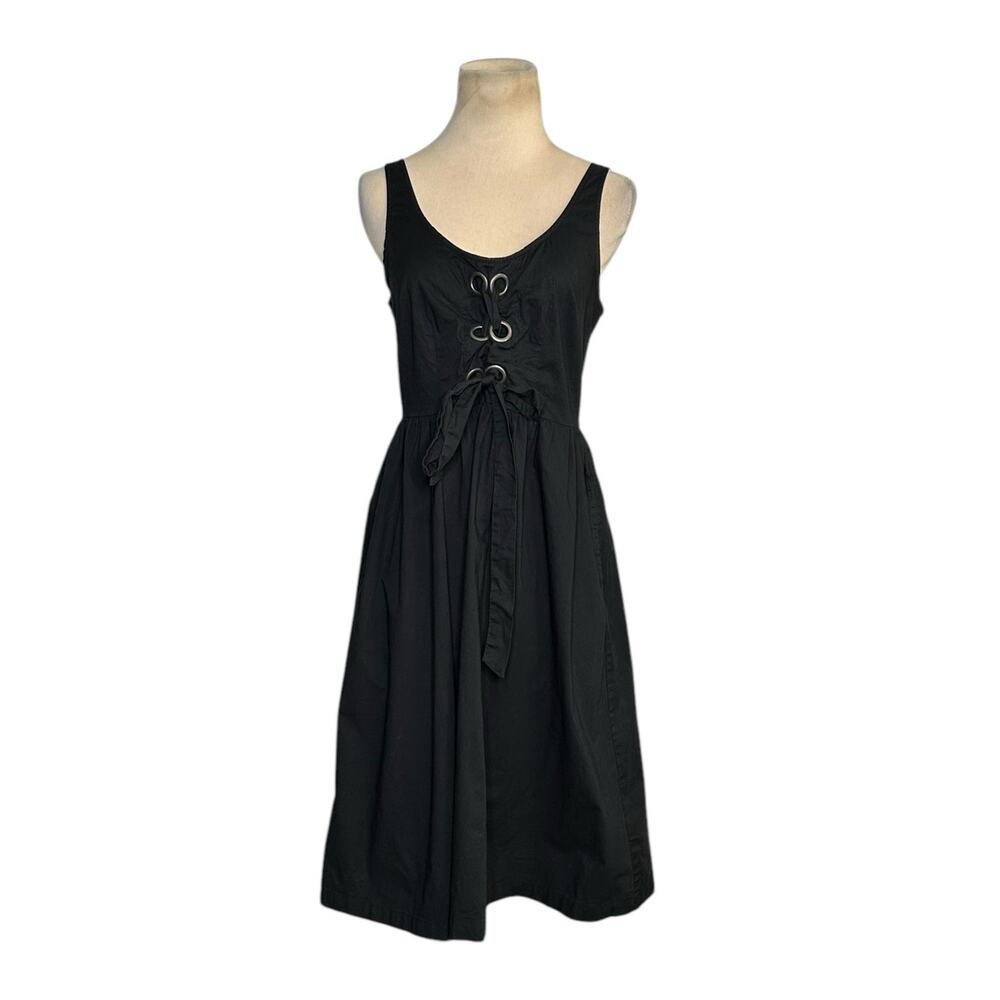 WHO WHAT WEAR Grommet Lace-Up Bodice Sleeveless Midi Dress size XS